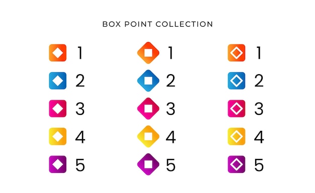 Colorful box point collection number with gradient free vector