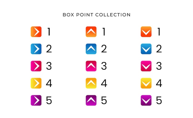 Colorful box point collection number with gradient free vector