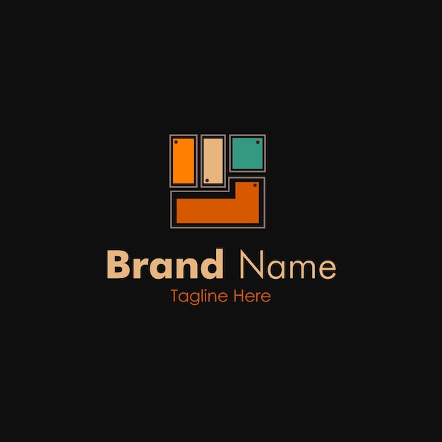 Colorful boxes logo template with handicraft products wooden logo design or hand made logo