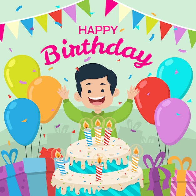 Colorful boy birthday celebration background