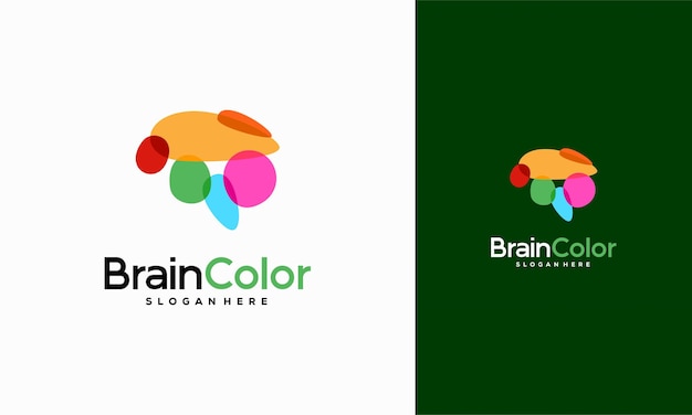 Colorful Brainstorm logo vector Brain logo designs template Ideas design concept