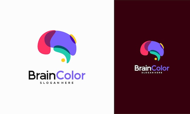 Colorful brainstorm logo vector brain logo designs template ideas design concept