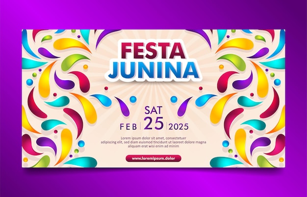 Colorful brazilian carnival banner template, social media cover design