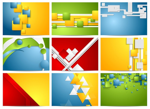 Vector colorful bright technology backgrounds set