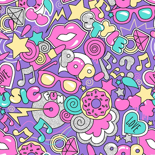 Colorful bright trendy seamless vector pattern background for kid clothes