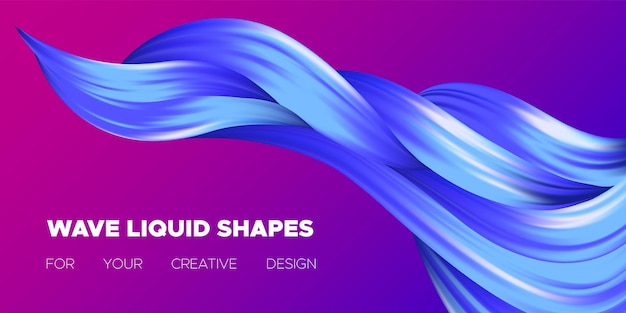 Colorful brushes abstract fluid shapes on vibrant colors gradient background