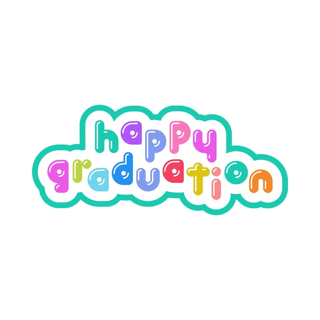 Vettore tipografia colorata di happy graduation bubble