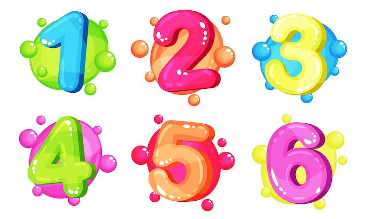 वेक्टर colorful bubbleshaped collection of thick cartoon numbers math vector childish digits