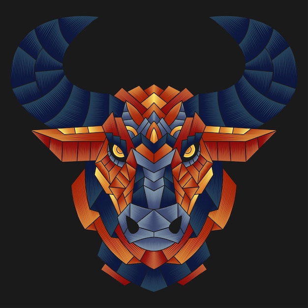 Vector colorful bull head