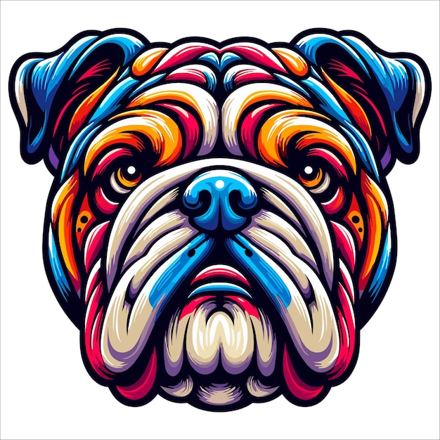 Colorful Bulldog head vector