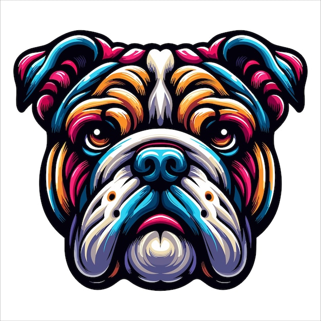 Colorful Bulldog head vector