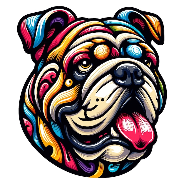 Colorful bulldog head vector