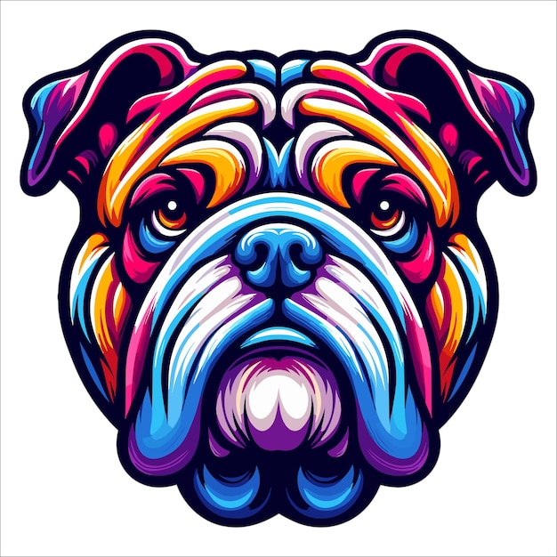 Colorful Bulldog head vector