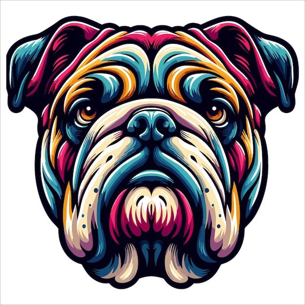 Vector colorful bulldog head vector