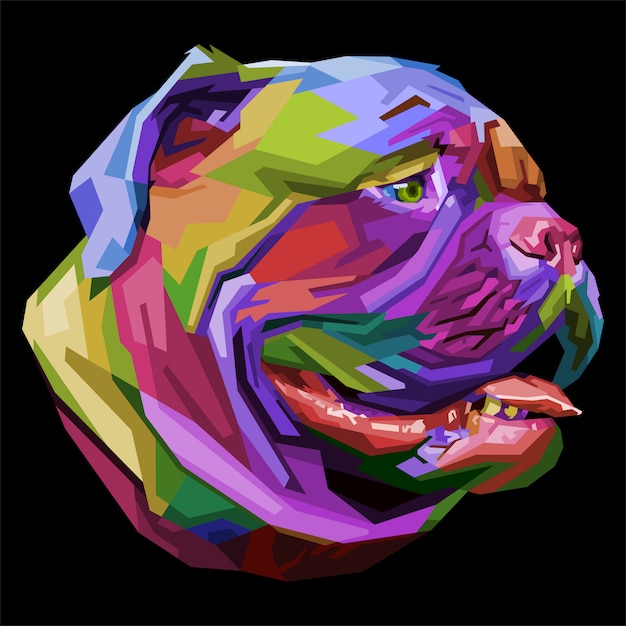 Colorful bulldog on pop art style.