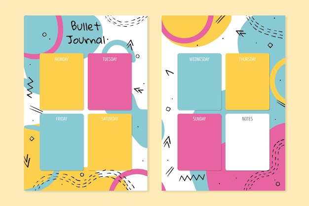 Modello di planner bullet journal colorato