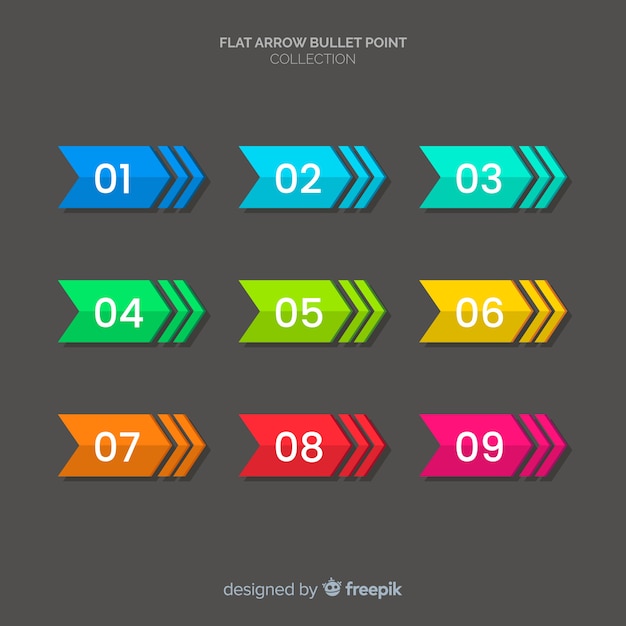 Colorful bullet point collection
