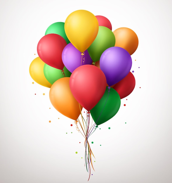 Colorful Bunch of Vector Balloons Flying for Party and Celebrations With Space for Message