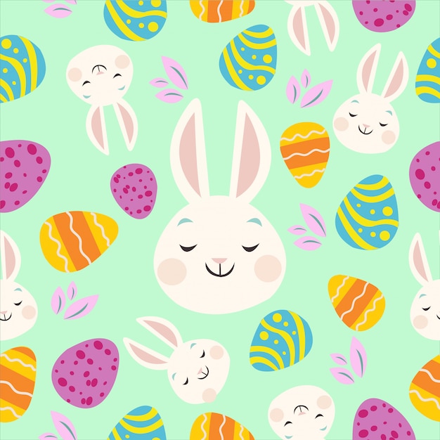 Colorful bunny and easter egg patterns