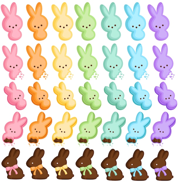 矢量彩色兔子复活节糖果