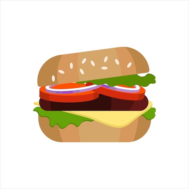 다채로운 햄버거 벡터 아이콘 평면 스타일 그림