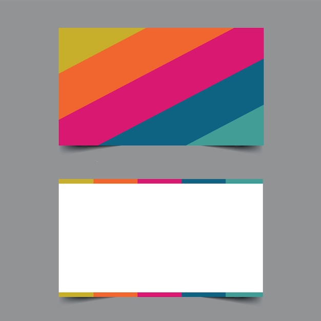 A colorful business card with a white background.