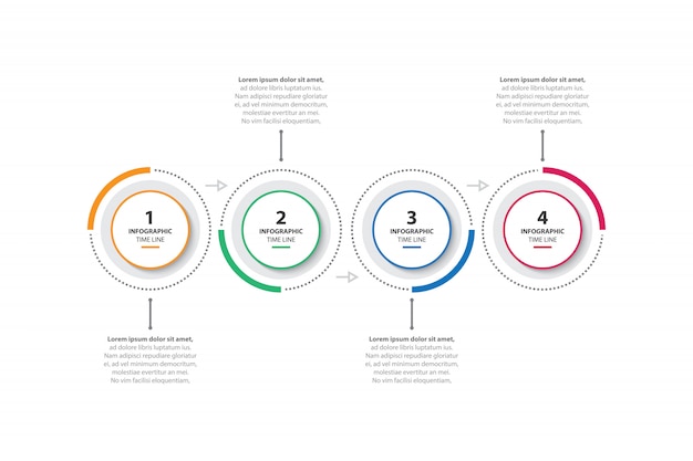 Vettore modello di business infographic colorato con 4 opzioni