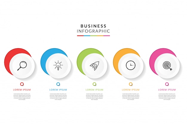 단계 또는 옵션이있는 다채로운 비즈니스 Infographic