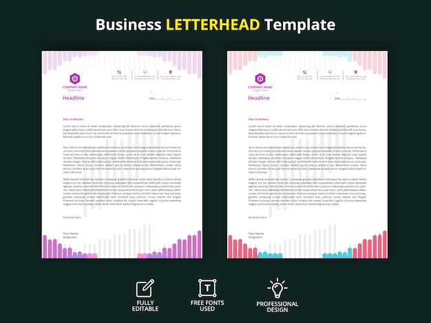 Vector colorful business letterhead template design