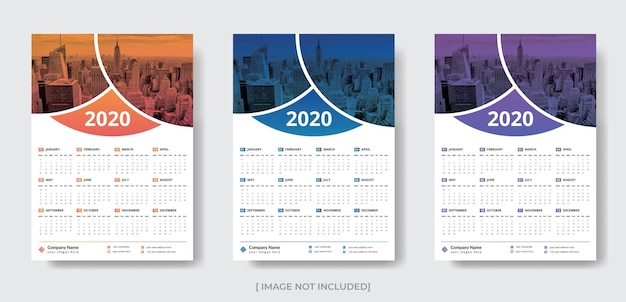 Vettore modello di progettazione del calendario da parete di una pagina aziendale colorato per il 2022