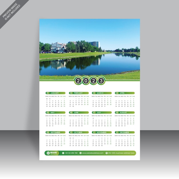 Vector colorful business onepage wall calendar 2023 design template