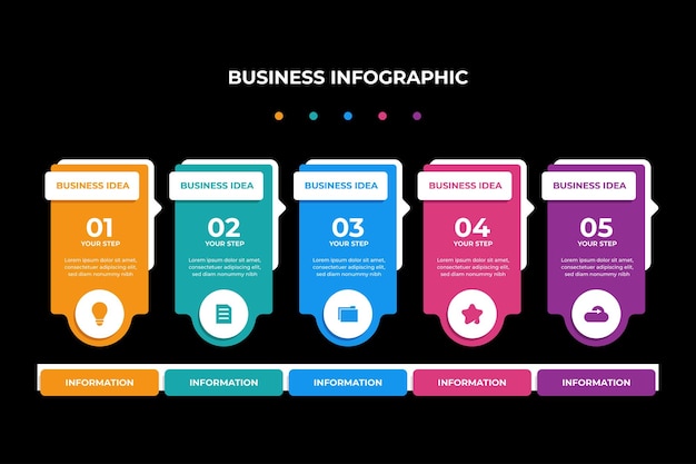 Инфографический шаблон красочных бизнес-шагов