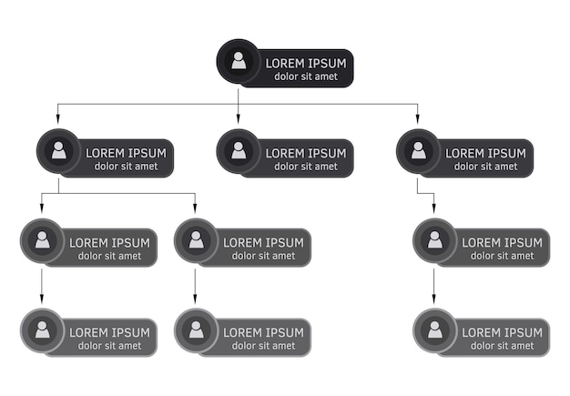 Вектор Красочная концепция структуры бизнеса, схема диаграммы корпоративной организации с иконами людей. векторная иллюстрация.