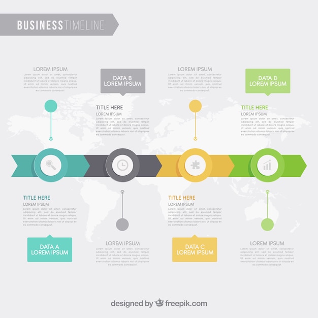 Colorful business timeline with flat design