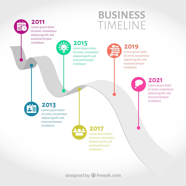 Colorful business timeline with flat design