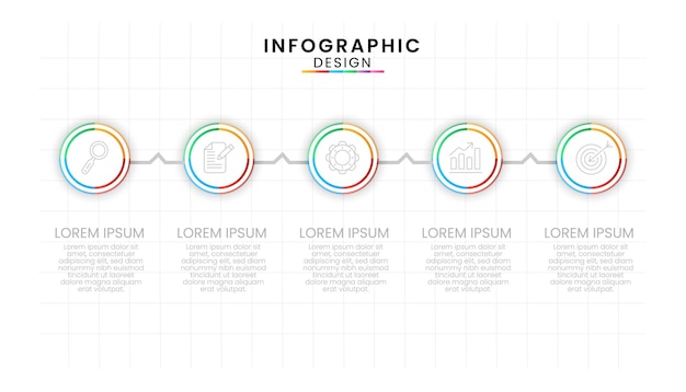 Colorful business timeline with flat design