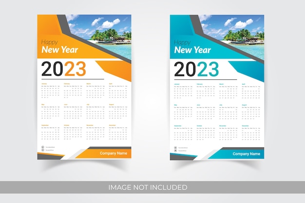 Colorful business wall calendar 2023 template Free Vector