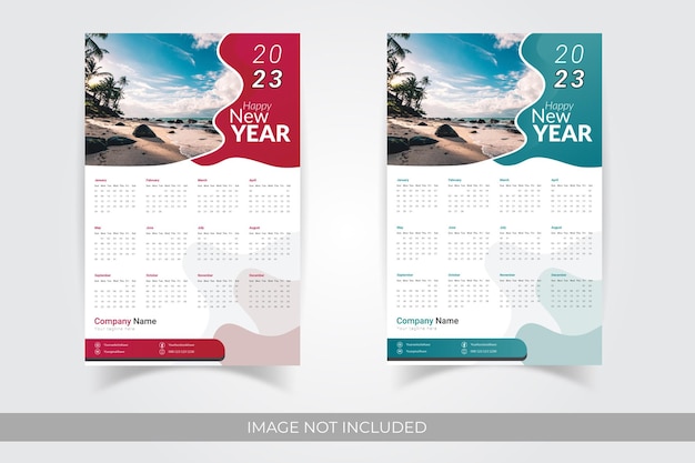 Modello di calendario da parete colorato business 2023 vettore gratuito