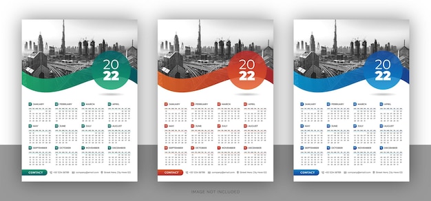 Colorful business wall calendar design template for new year