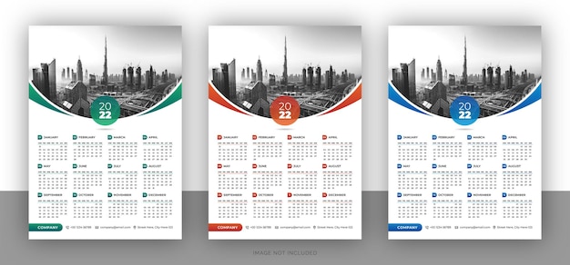 Modello di progettazione di calendario da parete aziendale colorato per il nuovo anno