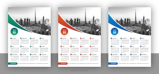 Colorful business wall calendar design template for new year