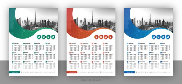 Colorful business wall calendar design template for new year