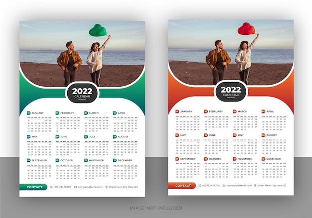 Colorful business wall calendar design template for new year