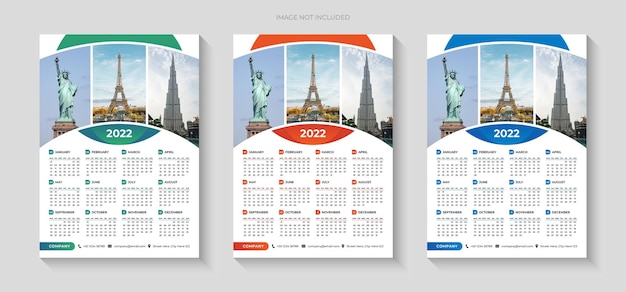 Colorful business wall calendar design template