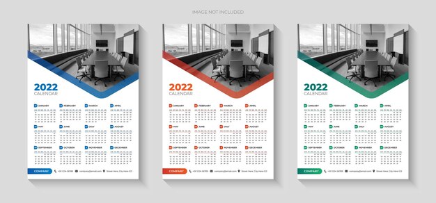 Colorful business wall calendar design template