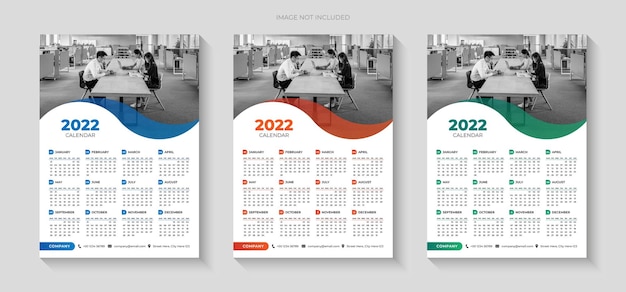 Colorful business wall calendar design template