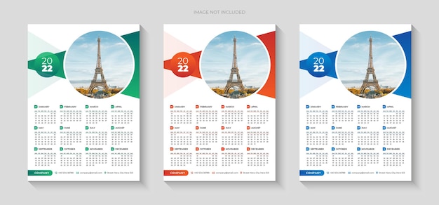 Modello di design colorato calendario da parete aziendale