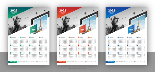 Colorful business wall calendar design template