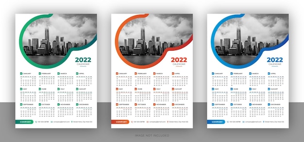 Colorful business wall calendar design template