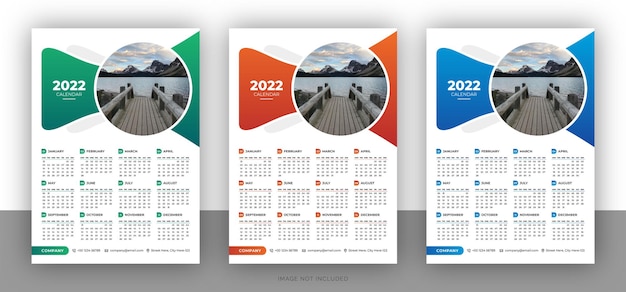 Colorful business wall calendar design template